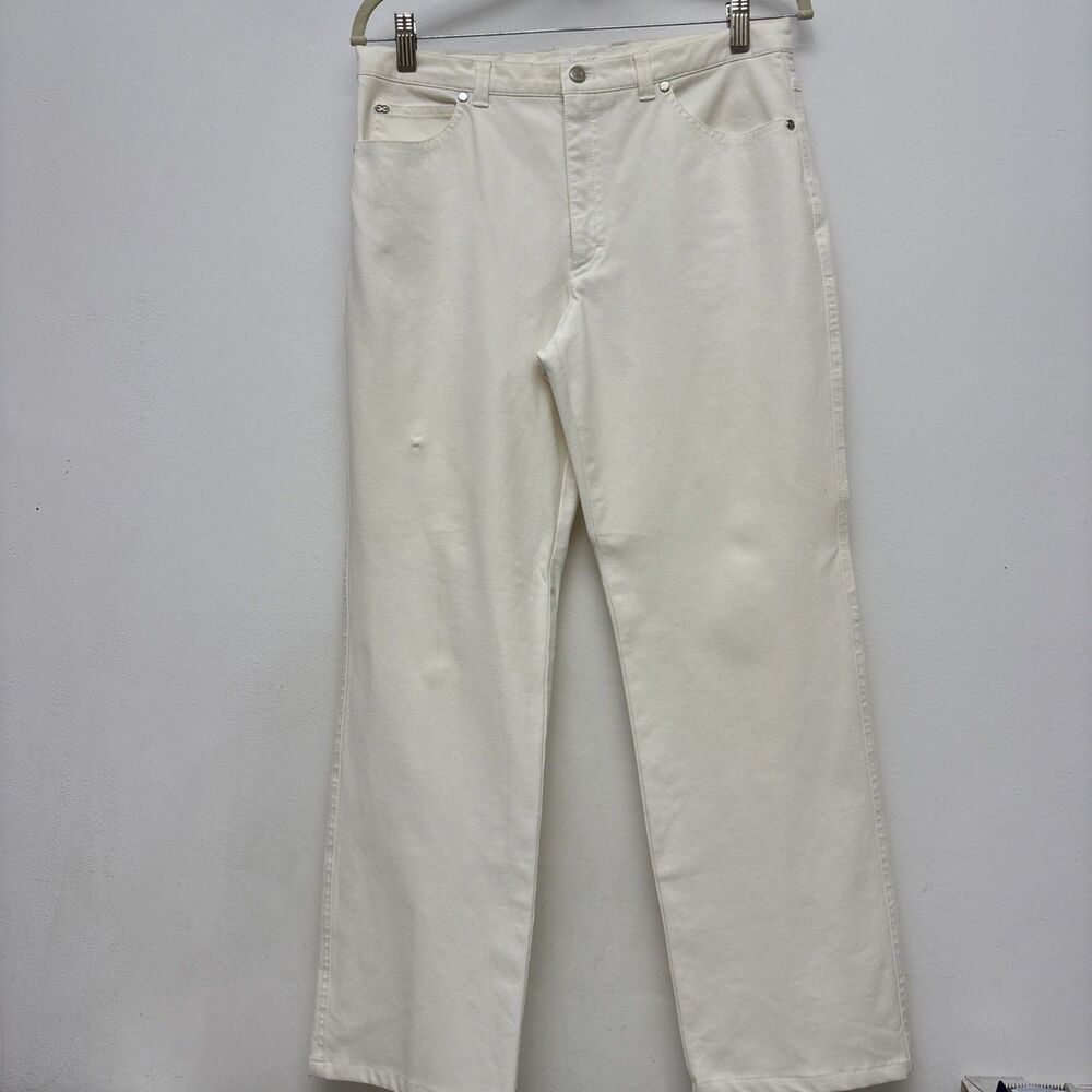 Escada Pants 40 Womens Size 10 Off White Stretch Chino Slim Straight Leg